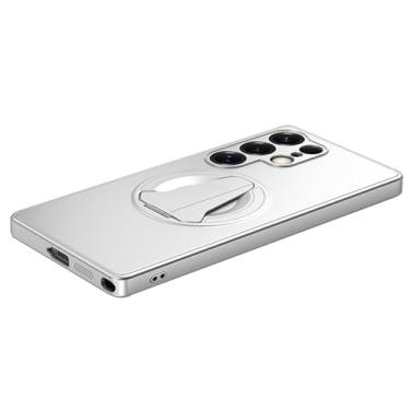 Imagem de POYUFRG Capa magnética para Samsung Galaxy S26 Ultra/S26 Plus/S26, capa fina fosca com suporte invisível capa de proteção de lente com tudo incluído, prata, S26