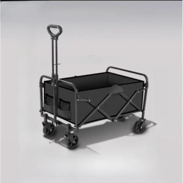 Imagem de Carrinho Multiuso Dobrável Até 300kg - Ideal para Camping, Pesca e Compras, Resistente e Compacto para Transporte de Carga(Preto 10 polegadas)