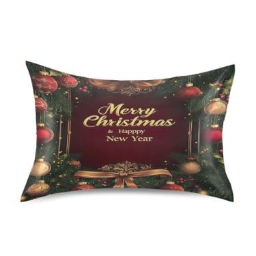 Imagem de Blueangle Fronha de cetim com laço de fita dourada para cabelo e pele, fronha de seda, tamanho Queen (50,8 x 76,2 cm) - Capas de almofada de cetim refrescantes com fecho de envelope (327)