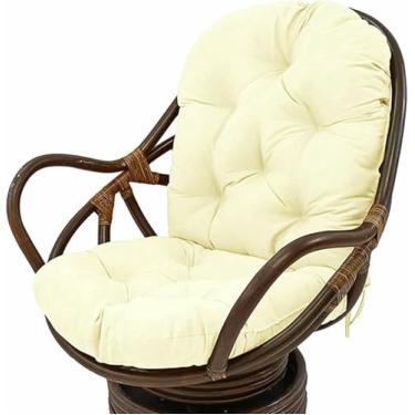 Imagem de Almofadas de substituição para cadeiras de balanço, assentos grossos e sólidos para cadeiras giratórias, reclináveis ​​e dobráveis ​​de vime, para uso interno e externo em varandas e pátios.