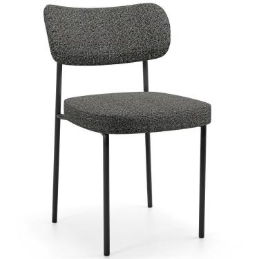 Imagem de Cadeira Decorativa Estofada Para Sala De Jantar Melina L02 Linho Mescla Chumbo - Lyam Decor