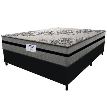 Imagem de Cama Box Casal Colchão Gazin Com Molas Ensacadas Rubi 138x188x70cm Suede Preto/cinza Cinza