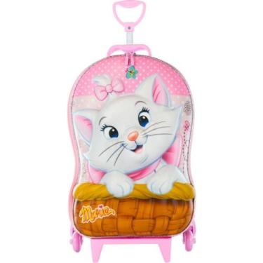 Imagem de Mala Infantil Gatinha Marie 3D Com Rodinhas - Rosa - Max Toy