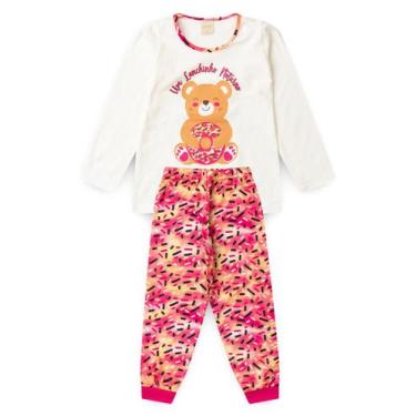 Imagem de Pijama Longo Infantil Menina Natural Ursinho com Donut, 8