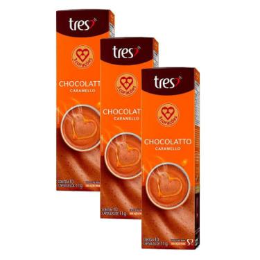 Imagem de Cápsula Chocolatto Caramello 3 Corações 10 Unidades Kit 3 Unidades