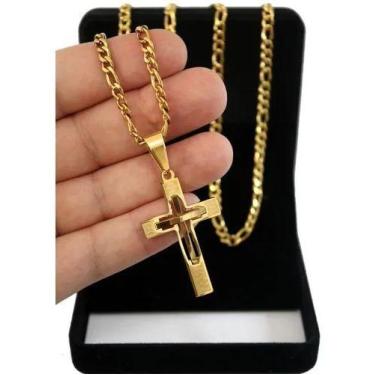 Imagem de Corrente Cordão Banho De Ouro 18k Masculina Com Pingente CRUZ - REALIZ