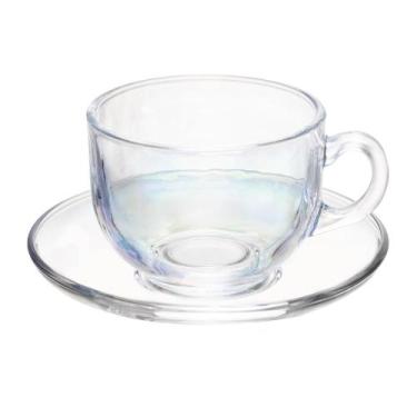 Imagem de Conjunto 6 Xícaras de Chá com Pires Nice de Vidro 150ml - Wolff