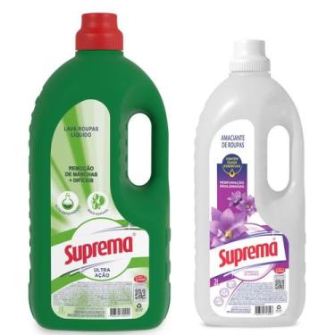 Imagem de Kit Lava Roupa Liquido Sabão Ultra Ação Verde Com Amaciante Suprema Ro