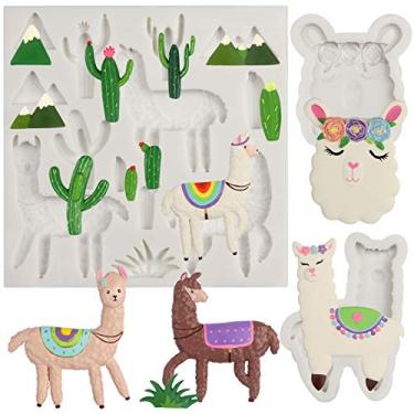 Imagem de FUNSHOWCASE Llama Fondant moldes de silicone decoração de bolos de açúcar, topo de cupcake, argila de polímero, arte de resina epóxi