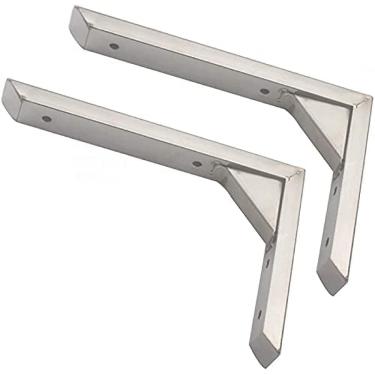 Imagem de KRASS 2 peças suportes de prateleira de aço inoxidável suporte de ângulo reto de 90 graus suporte de prateleira montada na parede tripé suporte de prateleira triangular suporte de ângulo de canto, ferramentas de hardware, 150 mm x 100 mm, Collector8