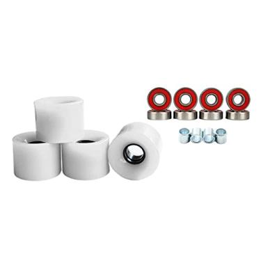 Imagem de Fancyes 4 Pack Ferramenta Peças de de Patins Ao Ar Livre Quad Rollerskate, 60mm Rua Rollerskate Aderência Roda , Branco