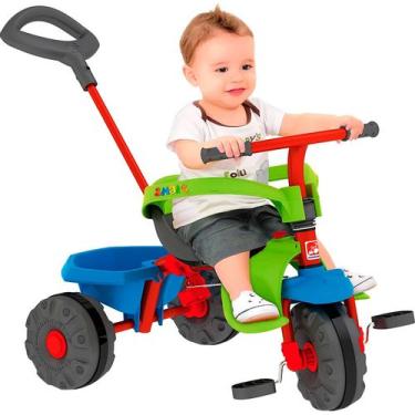 Imagem de Triciclo Infantil Bandeirante Smart Plus - 3 em 1 - Pedal e Passeio com Aro - Vermelho/Azul/Verde