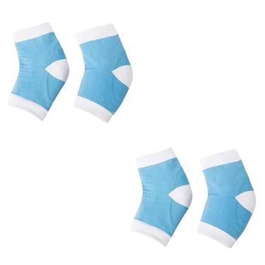 Imagem de Beaupretty 2 Pares meias de gel de náilon meias azul céu fábrica de algodão cuidados com os pés meias hidratantes meias clareadoras pés anti rachados meias de salto protetor de pé
