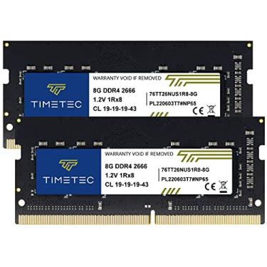 Imagem de Timetec Kit de memória RAM de 16 GB (2 x 8 GB) DDR4 2666 MHz PC4-21300 Non-ECC, sem buffer, 1,2 V CL19 1Rx8 Single Rank 260 Pin SODIMM Laptop Notebook PC (Kit de 16 GB (2 x 8 GB))