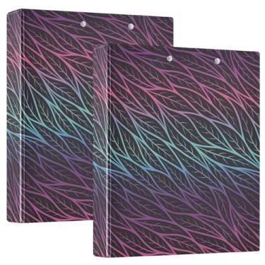 Imagem de Fichários de cadernos coloridos com folhas gradientes arredondadas, fichários de caderno de 3,8 cm com bolsos, pacote com 1/2 fichário escolar capa dura