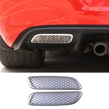 Imagem de LLKUANG Folha decorativa de malha de farol de neblina traseira de carro compatível com Chevrolet Corvette C6 2005-2013, moldura de farol de neblina de aço inoxidável, capa de proteção de grade - 2