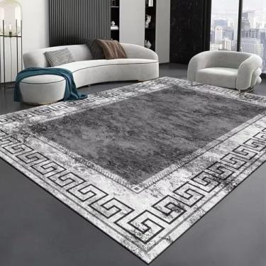 Imagem de Moderno high-end sala de estar tapete luxo cinza decoração para casa quarto grande área tapetes elástico lavável porta, flanela, 1.200x250cm 78.7x98in