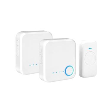 Imagem de Campainha da porta sem fio, kit de campainha impermeável com 60 sinos de 5 níveis de volume e flash LED de 1000 pés, alcance 2 receptores 1 campainha de porta para casa, escritório, sala de aula,