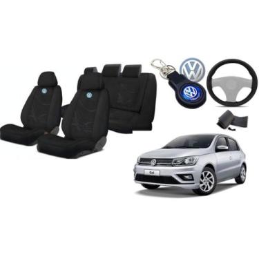 Imagem de Kit Capas Banco Tecido Gol 2008-2012 + Capa Volante + Chaveiro VW - Es