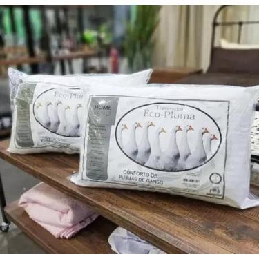 Imagem de Kit 02 Travesseiro Eco-pluma Conforto Plumas De Ganso 70x50 Cm - NENA 