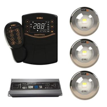 Imagem de 3x led rgbw 15w tholz + fonte 60w +  smartpool, 15W
