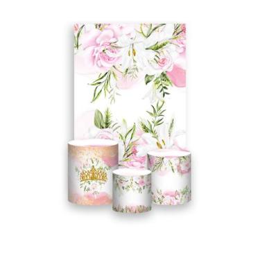 Imagem de Painel De Festa Vertical 1,50 x 2,20 + Trio De Capas Cilindro - Floral