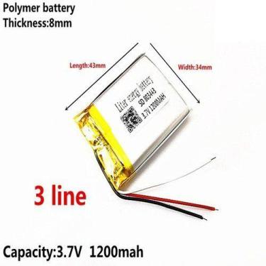 Imagem de 3.7v  Bateria  1200 Mah    8mm X 34mm X 43mm 803443 Ml - bgb