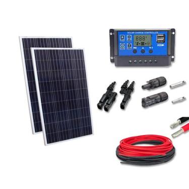 Imagem de Kit 2xpainel Placa Energia Solar 100w Contro20a Cabo E Mc4 - Resun