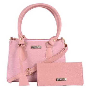 Imagem de Kit Bolsa Feminina Lateral + Carteira  - Aryel, Rosa