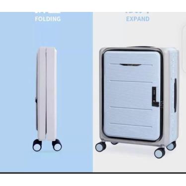 Imagem de Mala Bordo Polipropileno 4 Rodas Dobrável Slim BL200 - SECHI, Azul cla