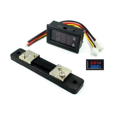 Imagem de Voltimetro E Amperimetro Digital Led Dc Cc 100v c/ Shunt 50a - ATMX, A