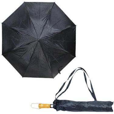 Imagem de Guarda Chuva Automático Grande Reforçado Cabo Madeira - LT Presentes 