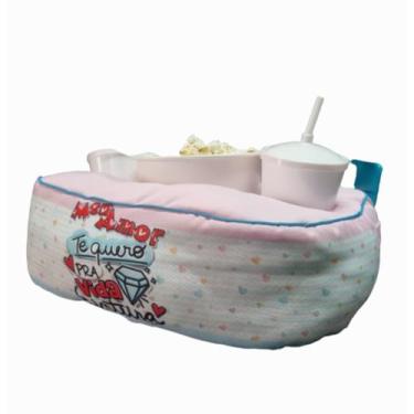 Imagem de Almofada Porta Pipoca Com Bolso Balde + Copos Meu Amor - Maria dos Rei