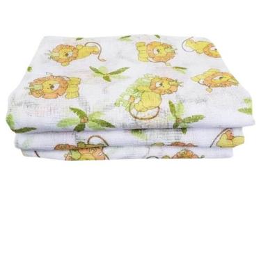 Imagem de Kit 3 Toalha Fralda Bebê 110x65cm Estampada Minasrey Enxoval - Mundo d