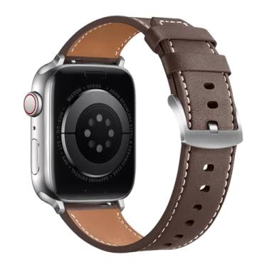Imagem de FAGWIG Pulseira de couro de bezerro compatível com Apple Watch séries 10, 9, 8, 7, 6, 5, 4, 3, 2 e 1, Ultra SE para Apple Watch de 49 mm, 46 mm, 45 mm, 44 mm, 42 mm, 41 mm, 40 mm, 38 mm