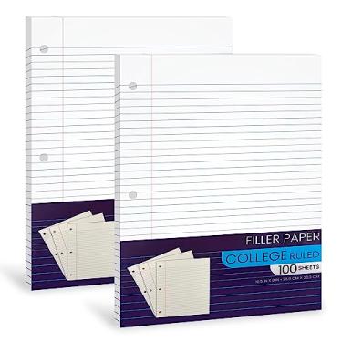 Imagem de Caderno pautado universitário, papel de folha solta pautado para faculdade, papel de enchimento forrado para fichários de 3 anéis – 26,7 cm x 20,32 cm, para estudantes, faculdade, sala de aula – 100 folhas/pacote (pacote com 2)