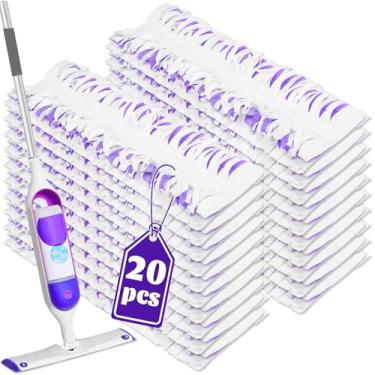 Imagem de Pacote com 20 almofadas de esfregão descartáveis compatíveis com Swiffer Power Mop Pads de substituição para refis de esfregão Swiffer Power, refis de esfregão de várias superfícies, refil de