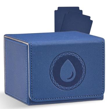 Imagem de Zettokete Card Deck Box with 2 Dividers, MTG Commander Deck Box Holds 100+ Double-Sleeved Cards, Leather Magnetic Deck Case Compatible with Magic TCG CCG Cards, Blue/Water