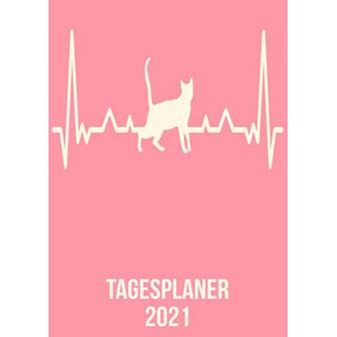 Imagem de Tagesplaner 2021: DIN A4 Kalender von 01/2021 - 12/2021 1 Tag = 1 Seite mit großem Tageskalender und großartiger Übersicht. Monatsübersicht, ... kater kitten ecg ekg heartbeat herzschlag