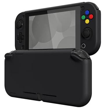 Imagem de eXtremeRate PlayVital Capa protetora preta com aderência para Nintendo Switch Lite, protetor de capa dura para Nintendo Switch Lite – protetor de tela, punhos de polegar e botões adesivos incluídos