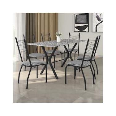 Imagem de Mesa de Jantar de Granito Fabone Miami com 6 Cadeiras Estofadas
