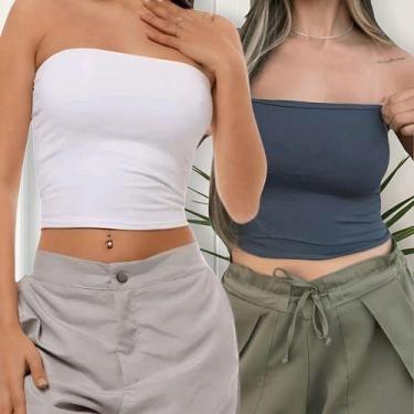 Imagem de Kit Duas Peças sem alça Blogueirinha Top Faixa Sem Bojo - BTXModa&Co.,