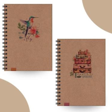 Imagem de Caderno Médio Capa Dura Pautado Espiral Kraft Redoma 