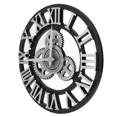 Imagem de Engrenagem De Madeira Relógio De Parede Vintage 3D Numeral Design Industrial Estilo Engrenagens Handmade Relógio De Madeira Grande Relógio Decorativo para Sala De Estar (SILVER)