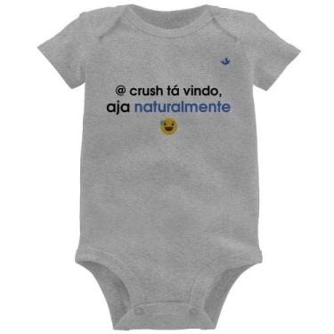 Imagem de Body Bebê @ crush tá vindo, aja naturalmente - Foca na Moda, Cinza, P