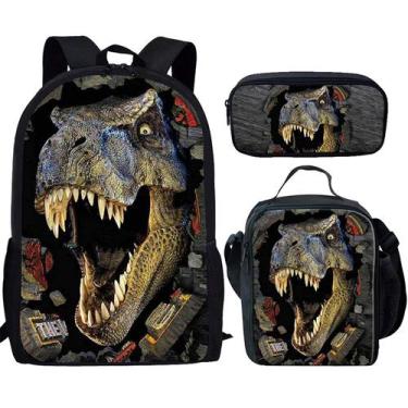 Imagem de Mochila Infantil HUGS IDEA Dinossauro T-Rex com Lancheira para Meninos