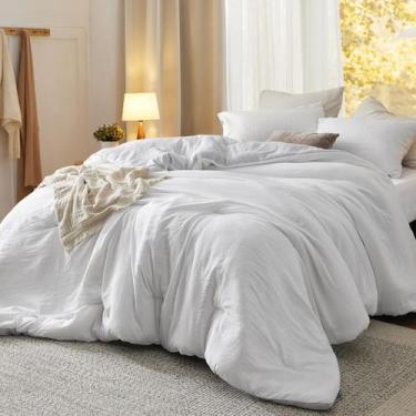 Imagem de Conjunto de Edredom Bedsure King Size Reversível - 3 Peças - Branco