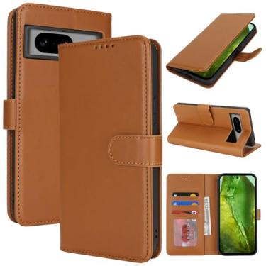 Imagem de SunYoo Capa carteira para Google Pixel 8a com suporte para cartão, capa carteira Pixel 8a para homens e mulheres, capa de telefone flip de couro à prova de choque com fivela magnética - marrom