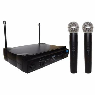 Imagem de Kit microfone sem fio lelong duplo le-906 uhf
