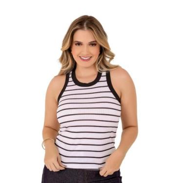 Imagem de Blusinha Feminina Suede Regata Estampada Branca - Fortaleza Jeans, G, 